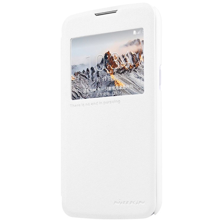 NILLKIN Sparkle Series for LG K4 View Window Leather Cover Case - White-4