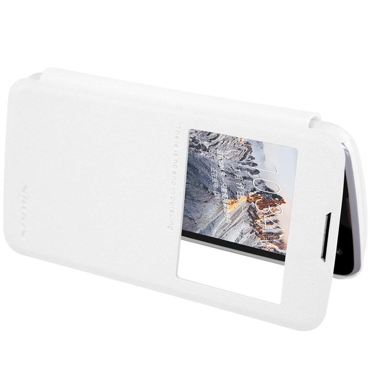 NILLKIN Sparkle Series for LG K4 View Window Leather Cover Case - White-5