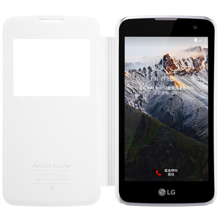 NILLKIN Sparkle Series for LG K4 View Window Leather Cover Case - White-6