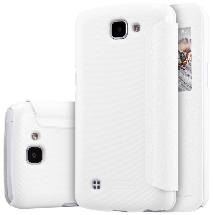 NILLKIN Sparkle Series for LG K4 View Window Leather Cover Case - White-7