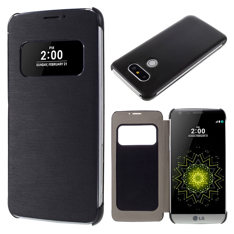 View Window Leather Flip Case for LG G5 / G5 SE - Black-1