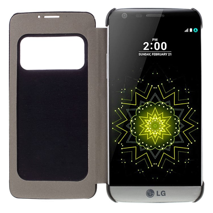 View Window Leather Flip Case for LG G5 / G5 SE - Black-7