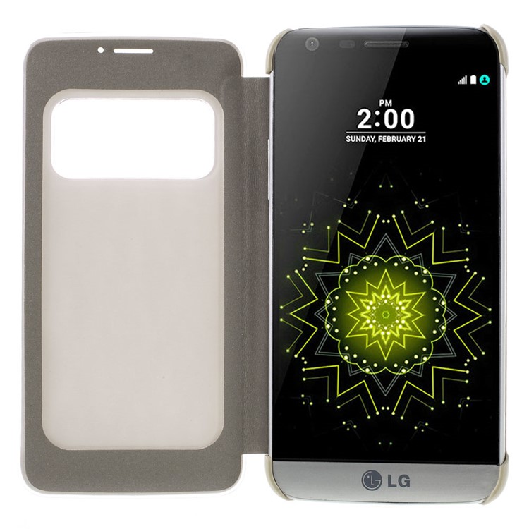 View Window Leather Phone Case for LG G5 / G5 SE - Gold-7