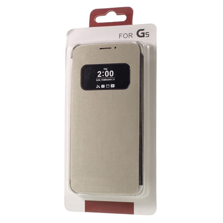 View Window Leather Phone Case for LG G5 / G5 SE - Gold-9