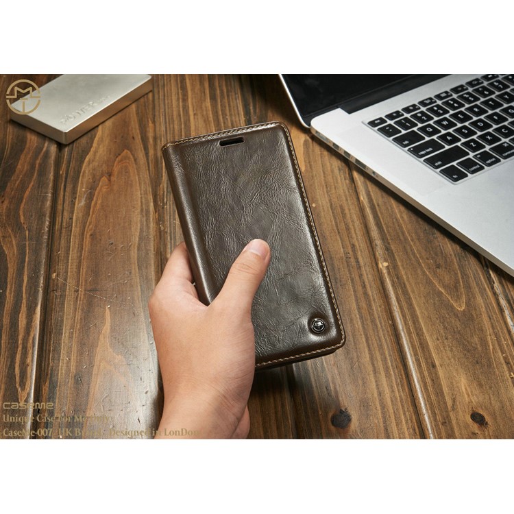 CASEME Crazy Horse Leather Wallet Cover Case for LG G5 - Coffee-11