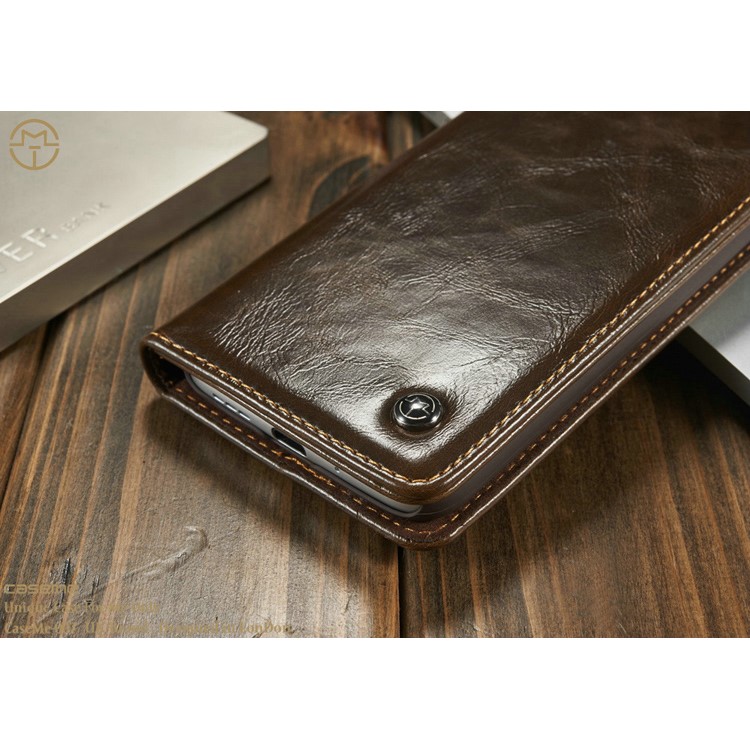 CASEME Crazy Horse Leather Wallet Cover Case for LG G5 - Coffee-6