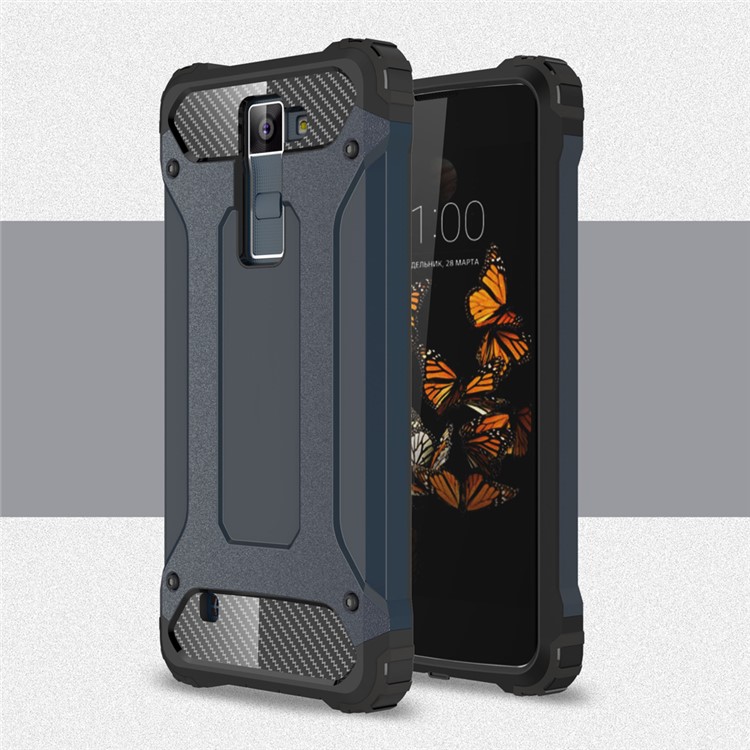 Armor Guard Plastic + TPU Hybrid Shell Cover for LG K8 - Dark Blue-1