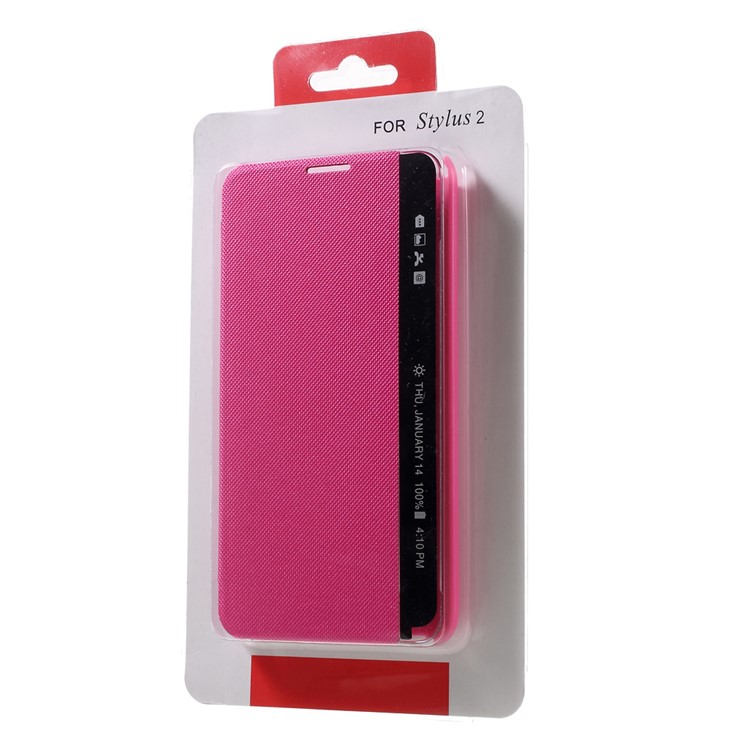 View Window Leather Wake up / Sleep Phone Shell for LG Stylus 2 - Rose-8