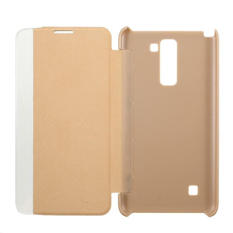 Wake up / Sleep Leather View Window Case for LG Stylus 2 - Gold-4