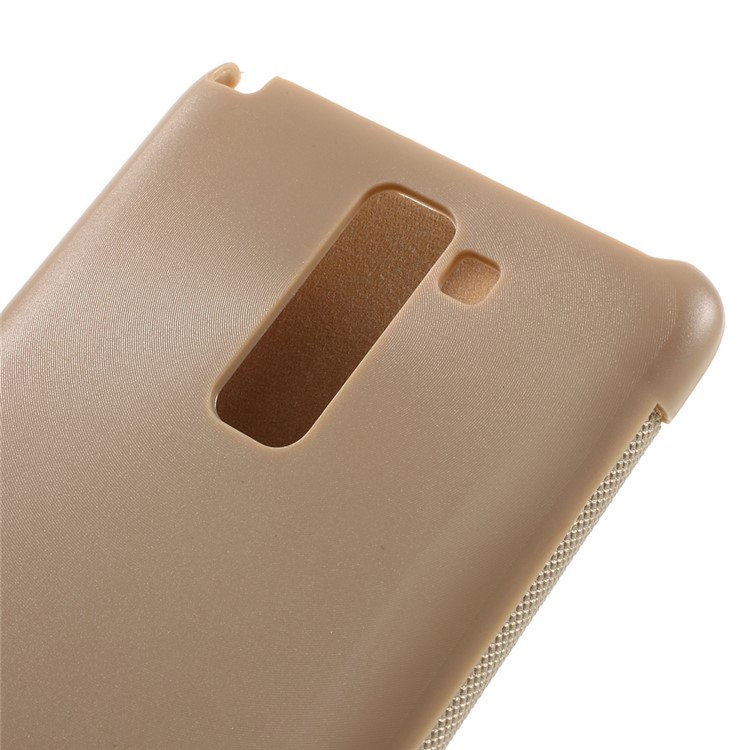 Wake up / Sleep Leather View Window Case for LG Stylus 2 - Gold-7