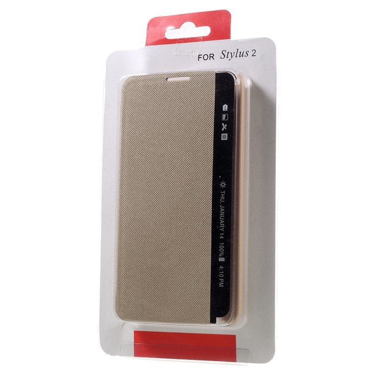 Wake up / Sleep Leather View Window Case for LG Stylus 2 - Gold-8