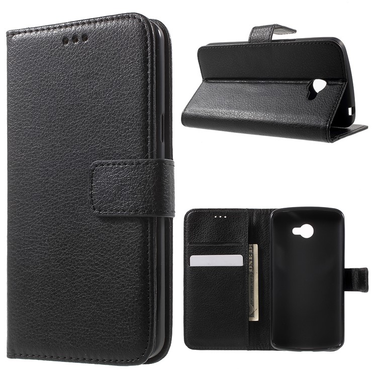 For LG K5 Litchi Texture Wallet Stand Leather Case - Black-1