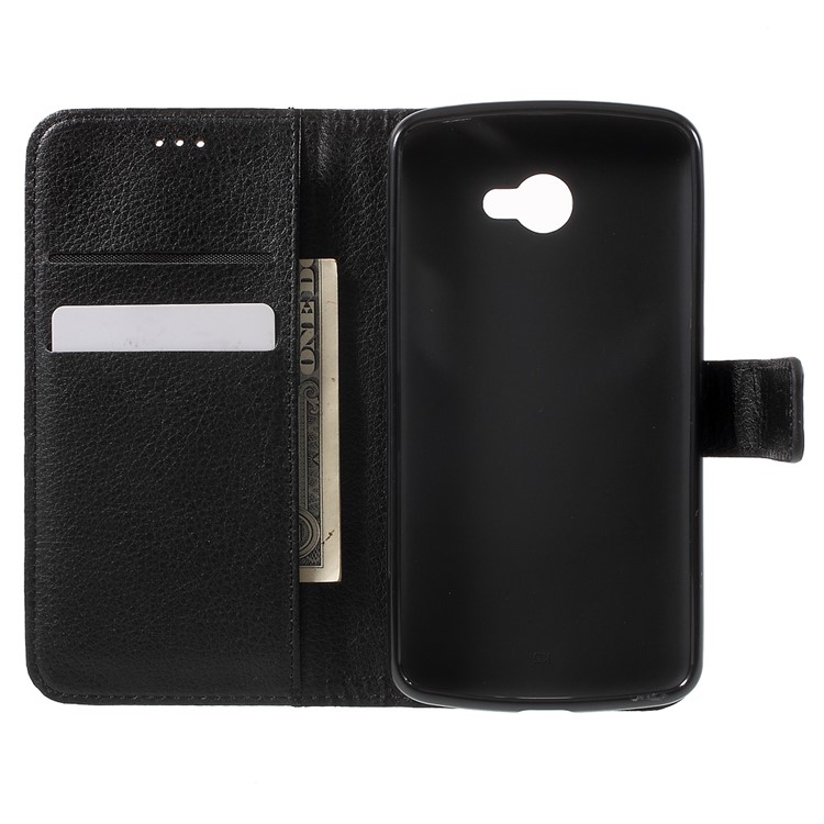 For LG K5 Litchi Texture Wallet Stand Leather Case - Black-1