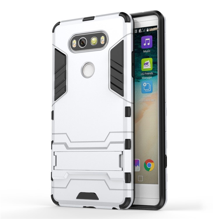 Solid PC + TPU Hybrid Case with Kickstand for LG V20 - Silver-1