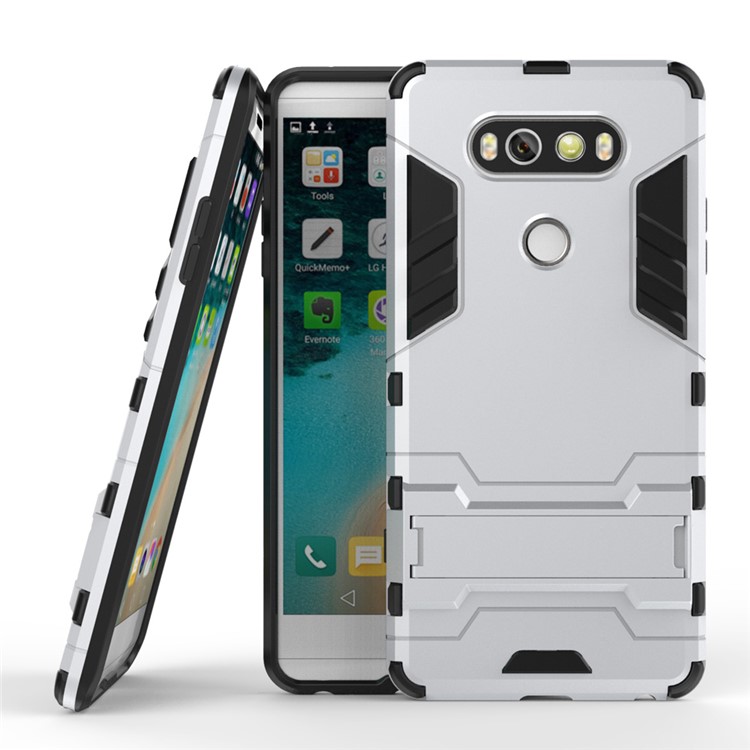 Solid PC + TPU Hybrid Case with Kickstand for LG V20 - Silver-1