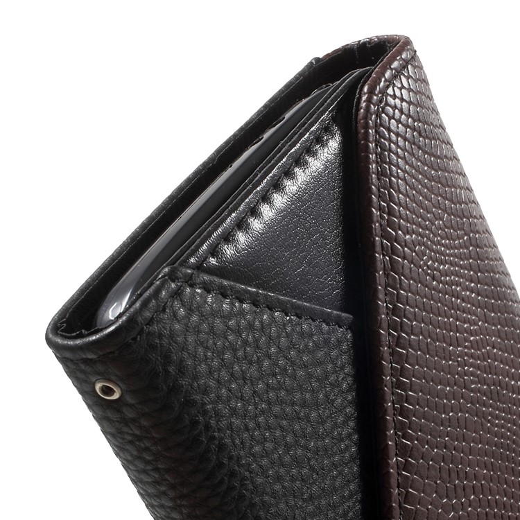 Bi-color Envelope Style Wallet Leather Stand Case with Lanyard for LG G5 / G5 SE - Brown / Black-8