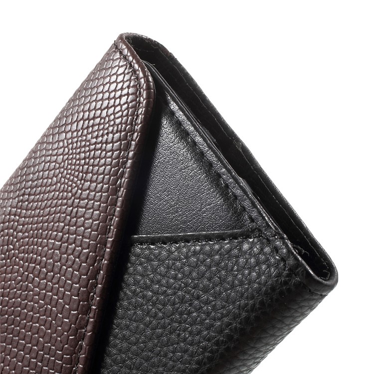 Bi-color Envelope Style Wallet Leather Stand Case with Lanyard for LG G5 / G5 SE - Brown / Black-9