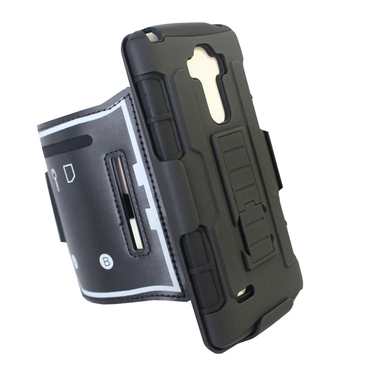 For LG G Stylo LS770 3-in-1 Impact-proof ArmBand PC + Silicone Cover with Kickstand-1