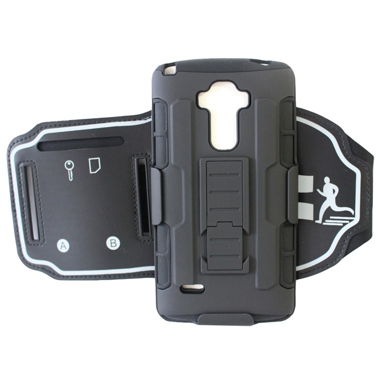For LG G Stylo LS770 3-in-1 Impact-proof ArmBand PC + Silicone Cover with Kickstand-3