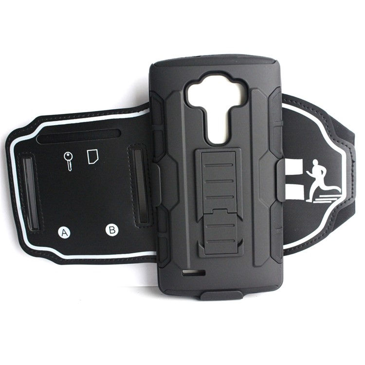 PC + Silicone Kickstand Shield Case with Armband for LG G4 US991 VS986 H810 LS991 H811-3