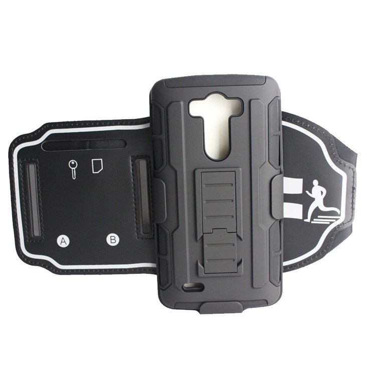 Running Armband PC + Silicone Kickstand Cover for LG G3 D855 D851 D850 VS985 LS990-2