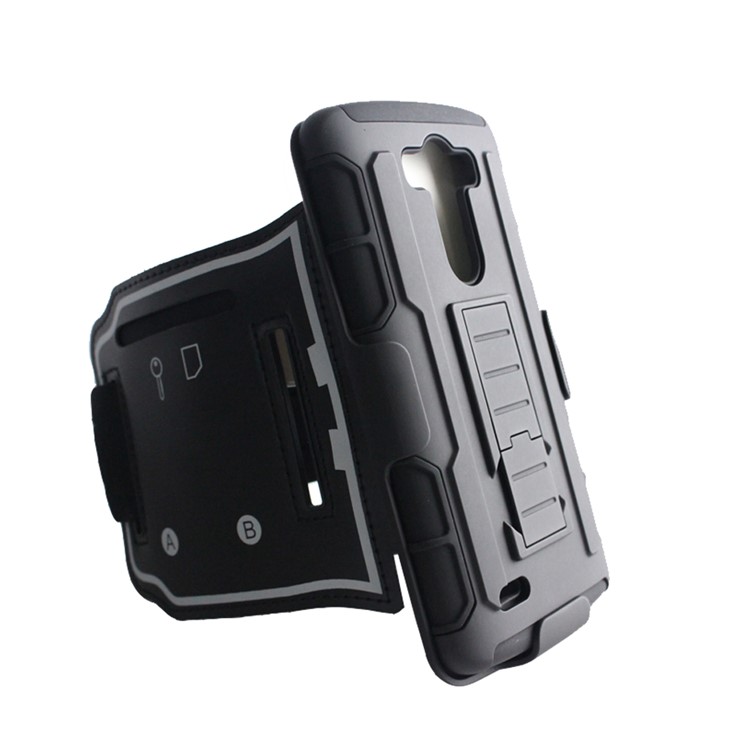 Running Armband PC + Silicone Kickstand Cover for LG G3 D855 D851 D850 VS985 LS990-3