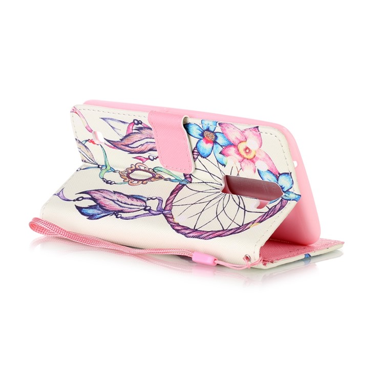 Patterned Wallet Stand Leather Case for LG K7/Tribute 5 - Flower Dreamcatcher-3