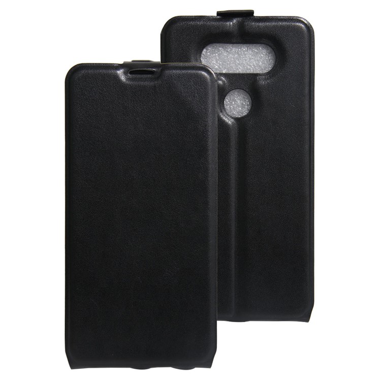 Crazy Horse Vertical Leather Case with Photo Slot for LG V20 - Black-1