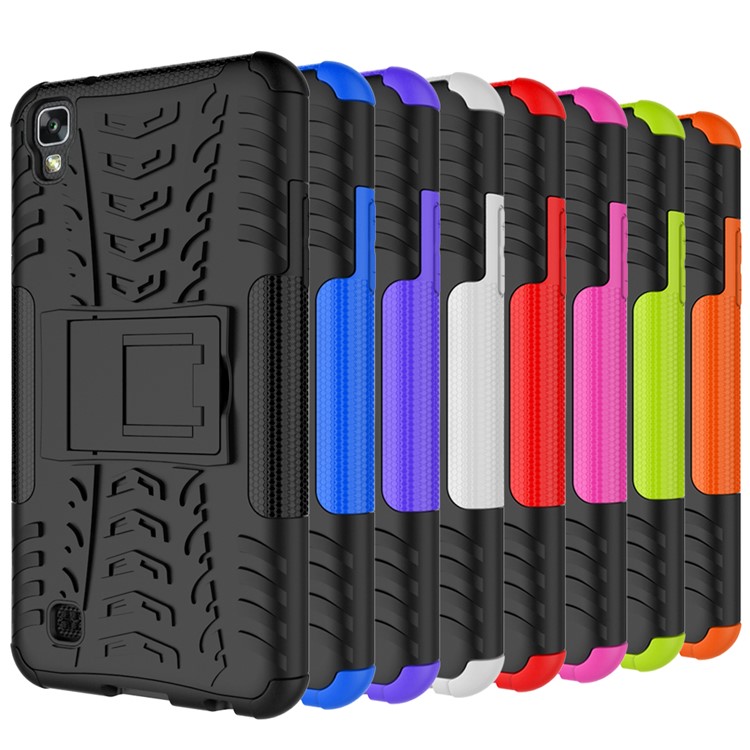 Cool Tyre Dual Guard Kickstand PC TPU Protector Case for LG X Power K220 K220DS - Blue-4