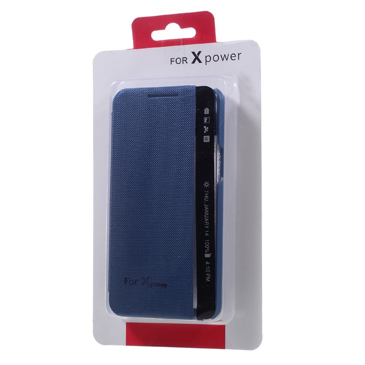 Wake / Sleep View Window Leather Flip Case for LG X Power - Blue-8