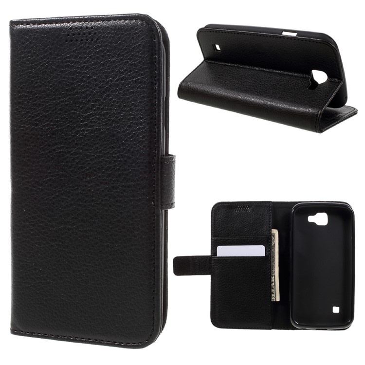 Litchi Texture Wallet Leather Phone Case for LG K3 - Black-1
