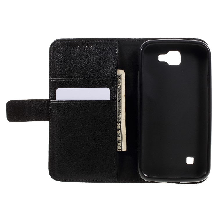 Litchi Texture Wallet Leather Phone Case for LG K3 - Black-6