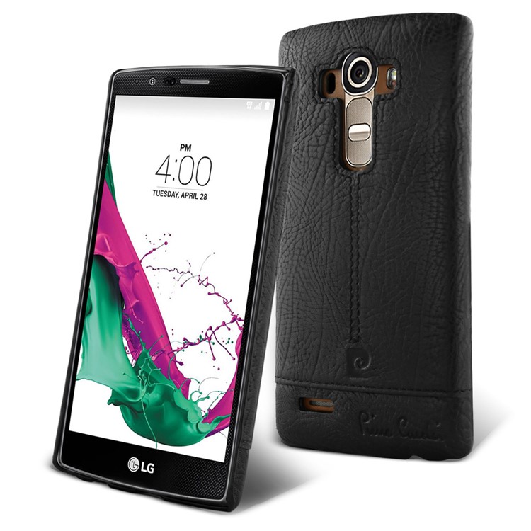 PIERRE CARDIN Genuine Leather Coated PC Case for LG G4 US991 VS986 H810 LS991 H811 - Black-1