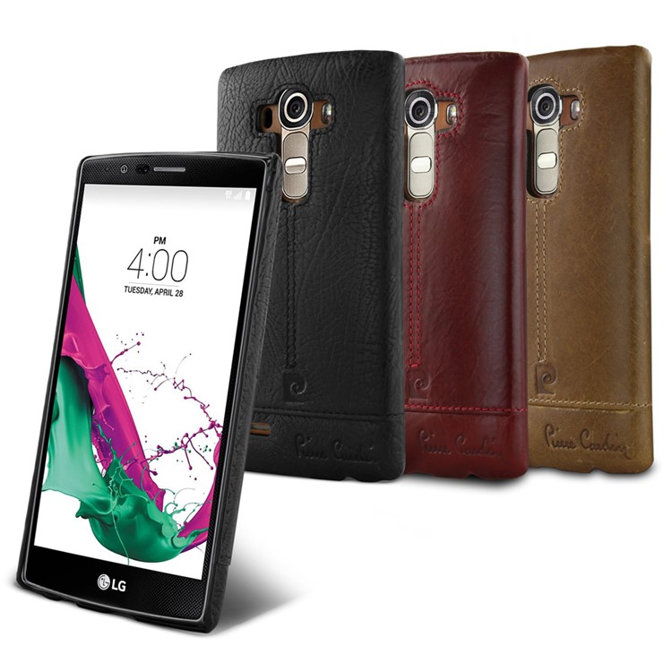 PIERRE CARDIN Genuine Leather Coated PC Case for LG G4 US991 VS986 H810 LS991 H811 - Black-8