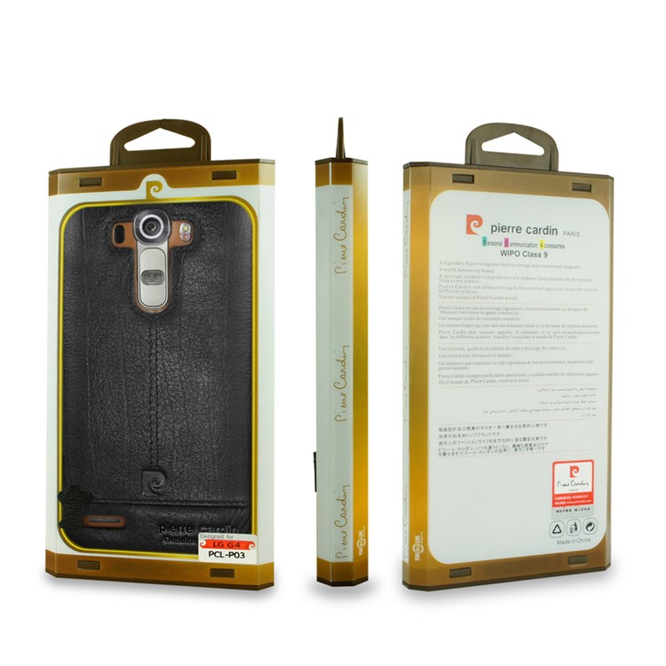 PIERRE CARDIN Genuine Leather Coated PC Case for LG G4 US991 VS986 H810 LS991 H811 - Black-9