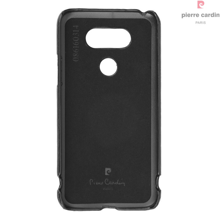 PIERRE CARDIN Stitched Genuine Leather Coated Hard Case for LG G5/G5 SE - Black-4