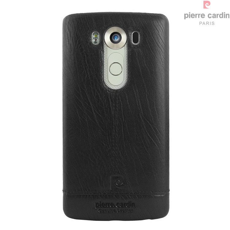 PIERRE CARDIN Stitched Genuine Leather Coated Plastic Case for LG V10 H900 H901 VS990 - Black-2