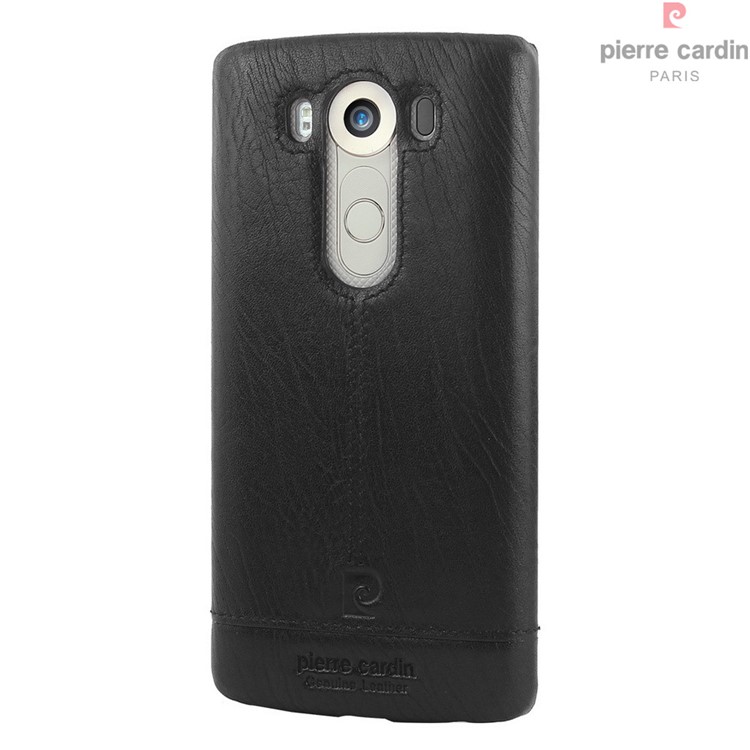 PIERRE CARDIN Stitched Genuine Leather Coated Plastic Case for LG V10 H900 H901 VS990 - Black-3