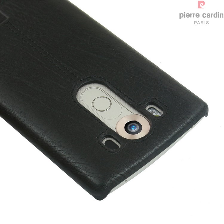 PIERRE CARDIN Stitched Genuine Leather Coated Plastic Case for LG V10 H900 H901 VS990 - Black-5