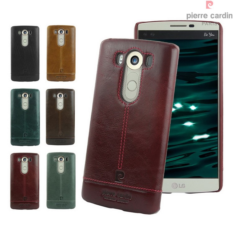 PIERRE CARDIN Stitched Genuine Leather Coated Plastic Case for LG V10 H900 H901 VS990 - Black-9