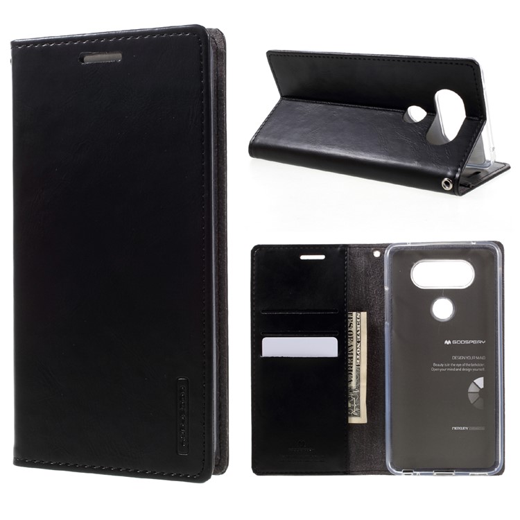 MERCURY GOOSPERY Blue Moon Leather Wallet Case for LG V20 - Black-1