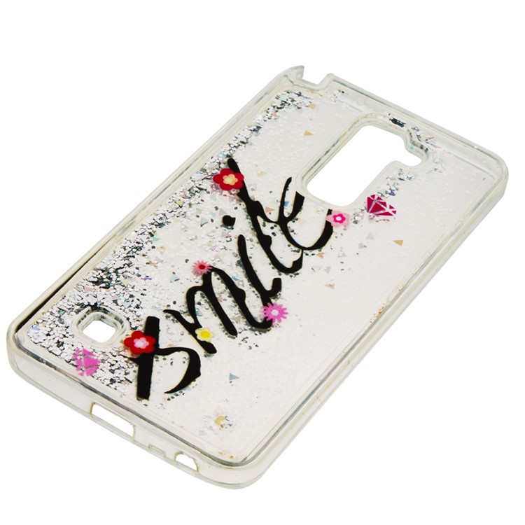 Dynamic Liquid Glitter Powder Quicksand TPU Phone Case for LG Stylus 2/G Stylo 2 LS775 - Silver / Smile-3
