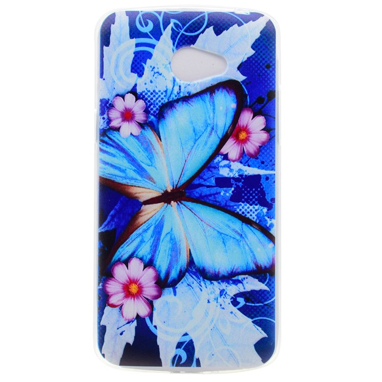 Pattern Printing Soft TPU Mobile Phone Case for LG K5 - Blue Butterfly and Flowers-1