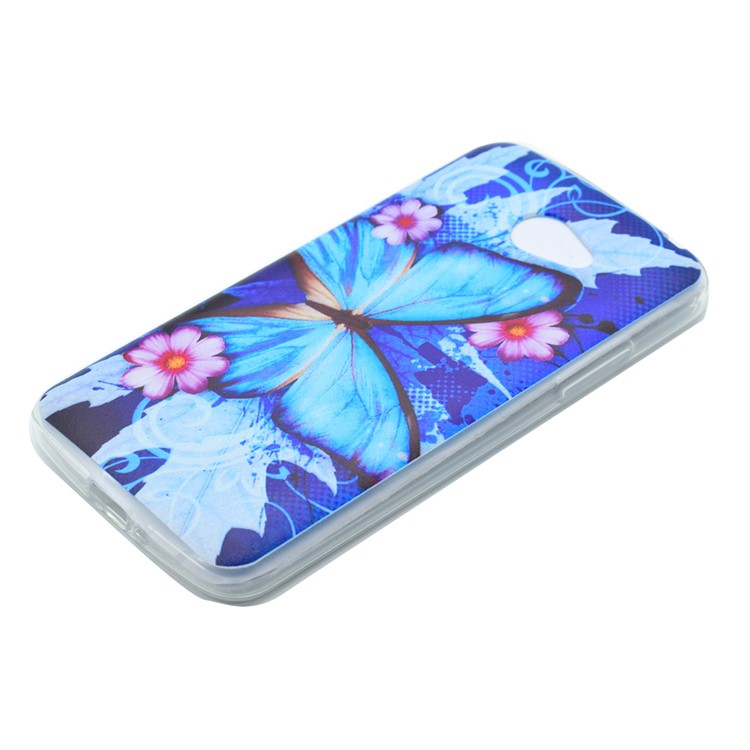 Pattern Printing Soft TPU Mobile Phone Case for LG K5 - Blue Butterfly and Flowers-2