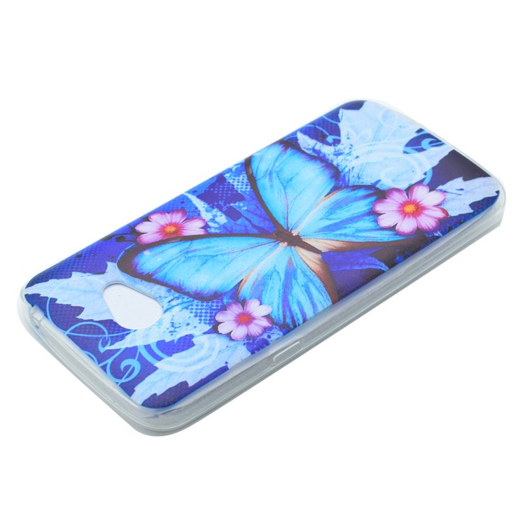 Pattern Printing Soft TPU Mobile Phone Case for LG K5 - Blue Butterfly and Flowers-3