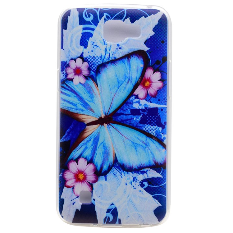 Pattern Printing Soft TPU Mobile Cover for LG K4 - Blue Butterfly and Flowers-1