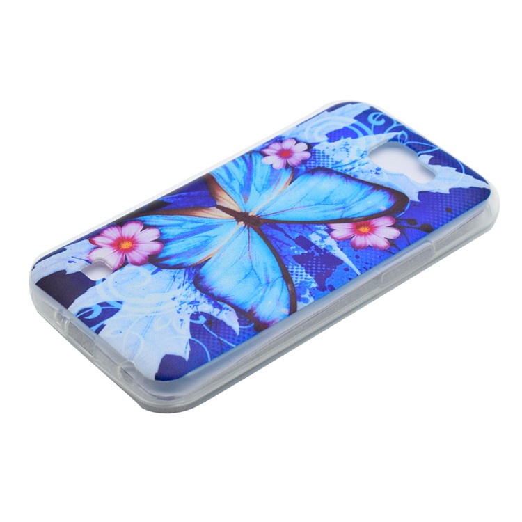 Pattern Printing Soft TPU Mobile Cover for LG K4 - Blue Butterfly and Flowers-2