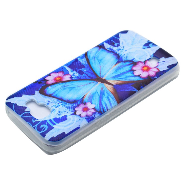 Pattern Printing Soft TPU Mobile Cover for LG K4 - Blue Butterfly and Flowers-3