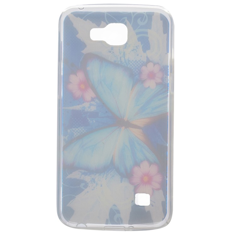 Pattern Printing Soft TPU Mobile Cover for LG K4 - Blue Butterfly and Flowers-4