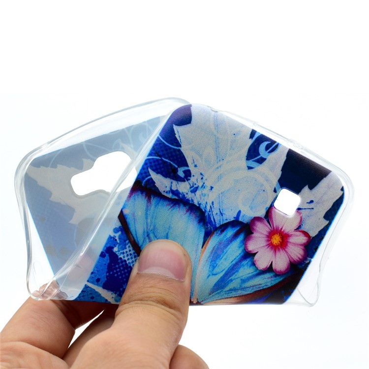 Pattern Printing Soft TPU Mobile Cover for LG K4 - Blue Butterfly and Flowers-5